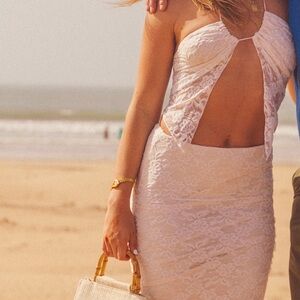 White lace 2 piece skirt set from shein